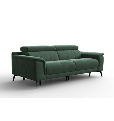 Canapé Relax 3 places FIERO, tissu velours vert