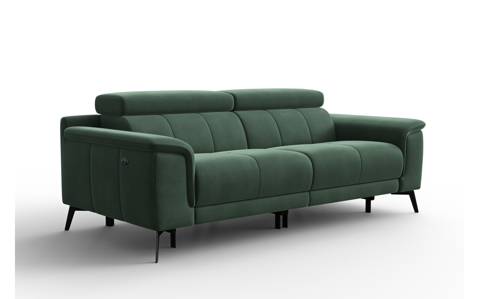 Canapé Relax 3 places FIERO, tissu velours vert