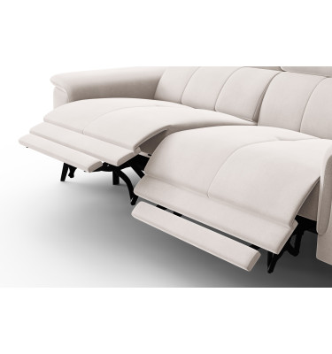 Canapé Relax 3 places FIERO, tissu velours beige