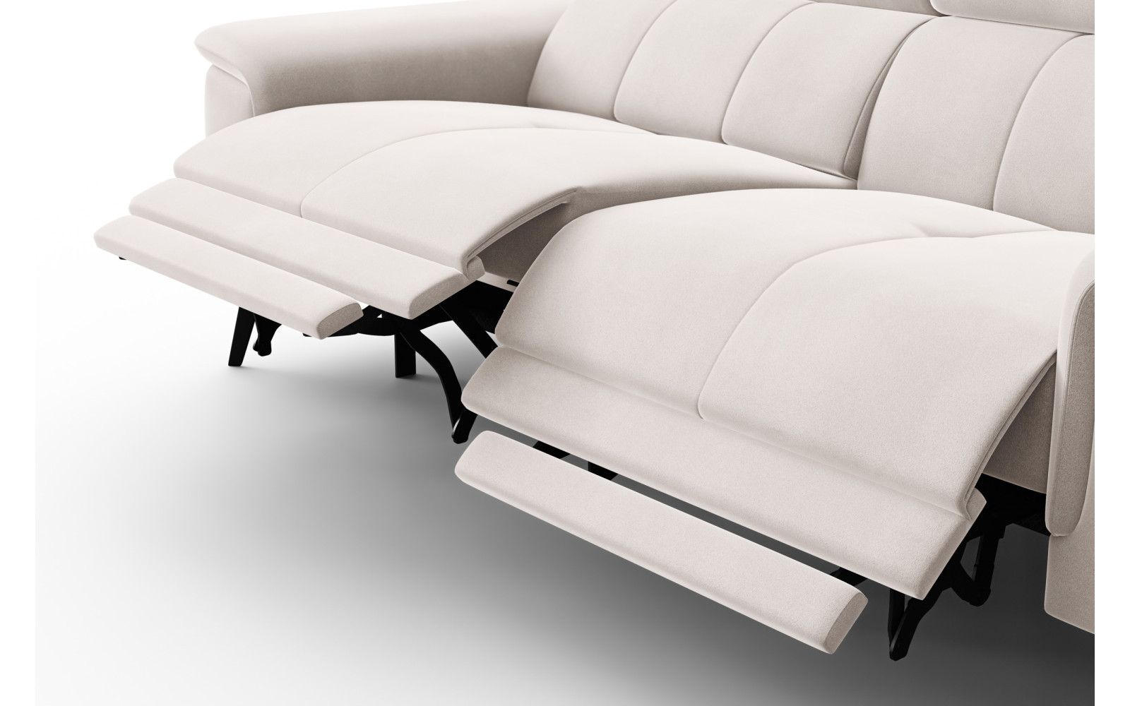Canapé Relax 3 places FIERO, tissu velours beige