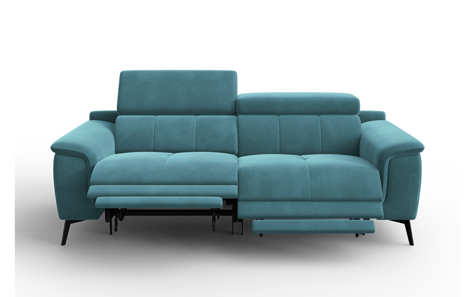 Canapé Relax 3 places FIERO, tissu velours turquoise