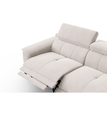 Canapé Relax 3 places FIERO, tissu velours beige
