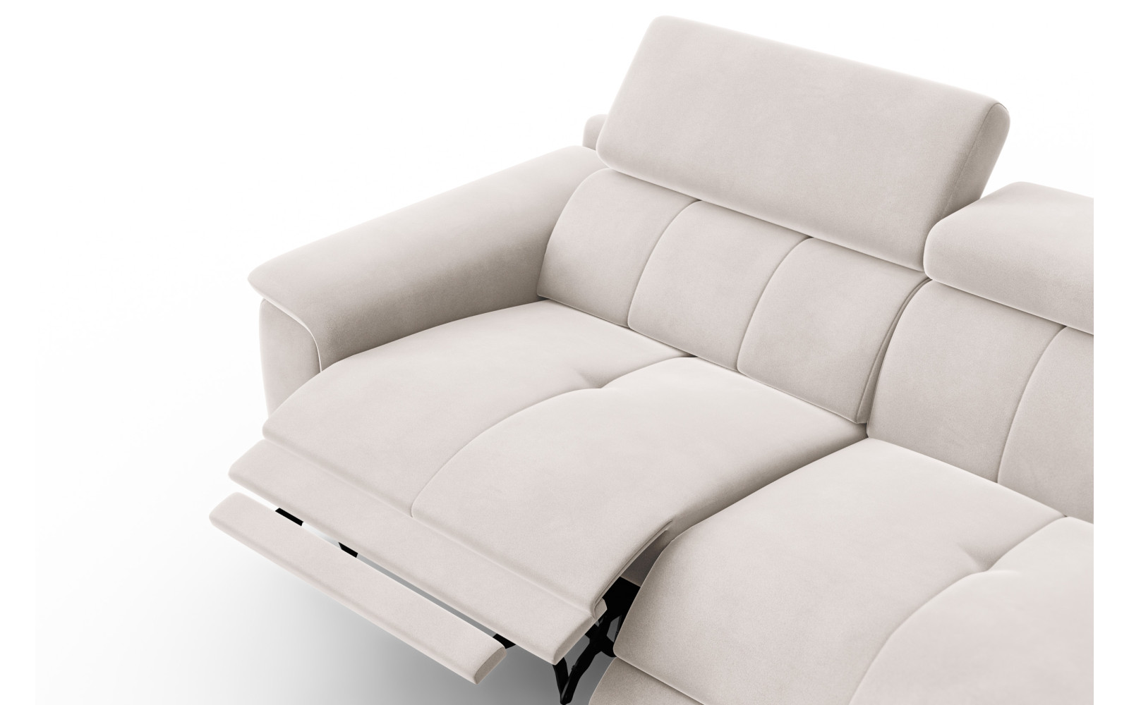Canapé Relax 3 places FIERO, tissu velours beige
