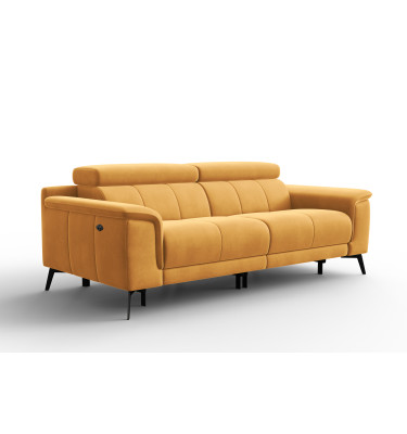 Canapé Relax 3 places FIERO, tissu velours jaune