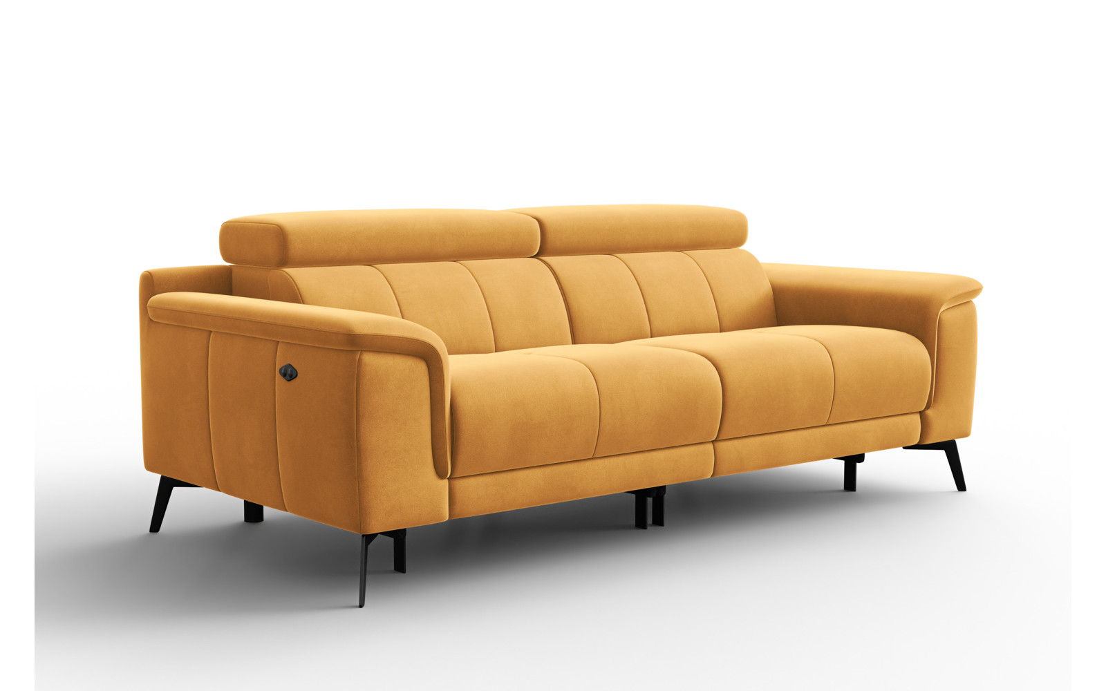 Canapé Relax 3 places FIERO, tissu velours jaune
