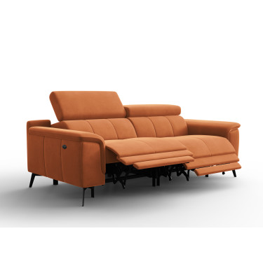 Canapé Relax 3 places FIERO, tissu velours orange