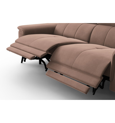 Canapé Relax 3 places FIERO, tissu velours marron