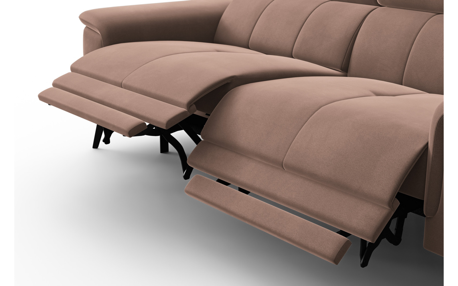 Canapé Relax 3 places FIERO, tissu velours marron