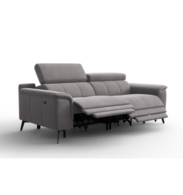 Canapé Relax 3 places FIERO, tissu velours gris foncé
