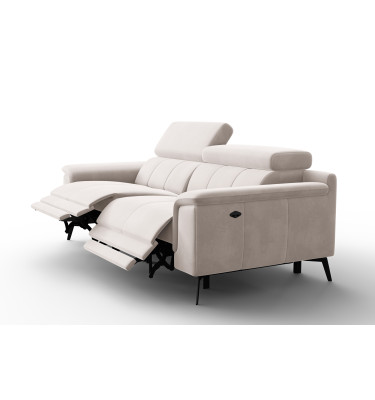 Canapé Relax 3 places FIERO, tissu velours beige
