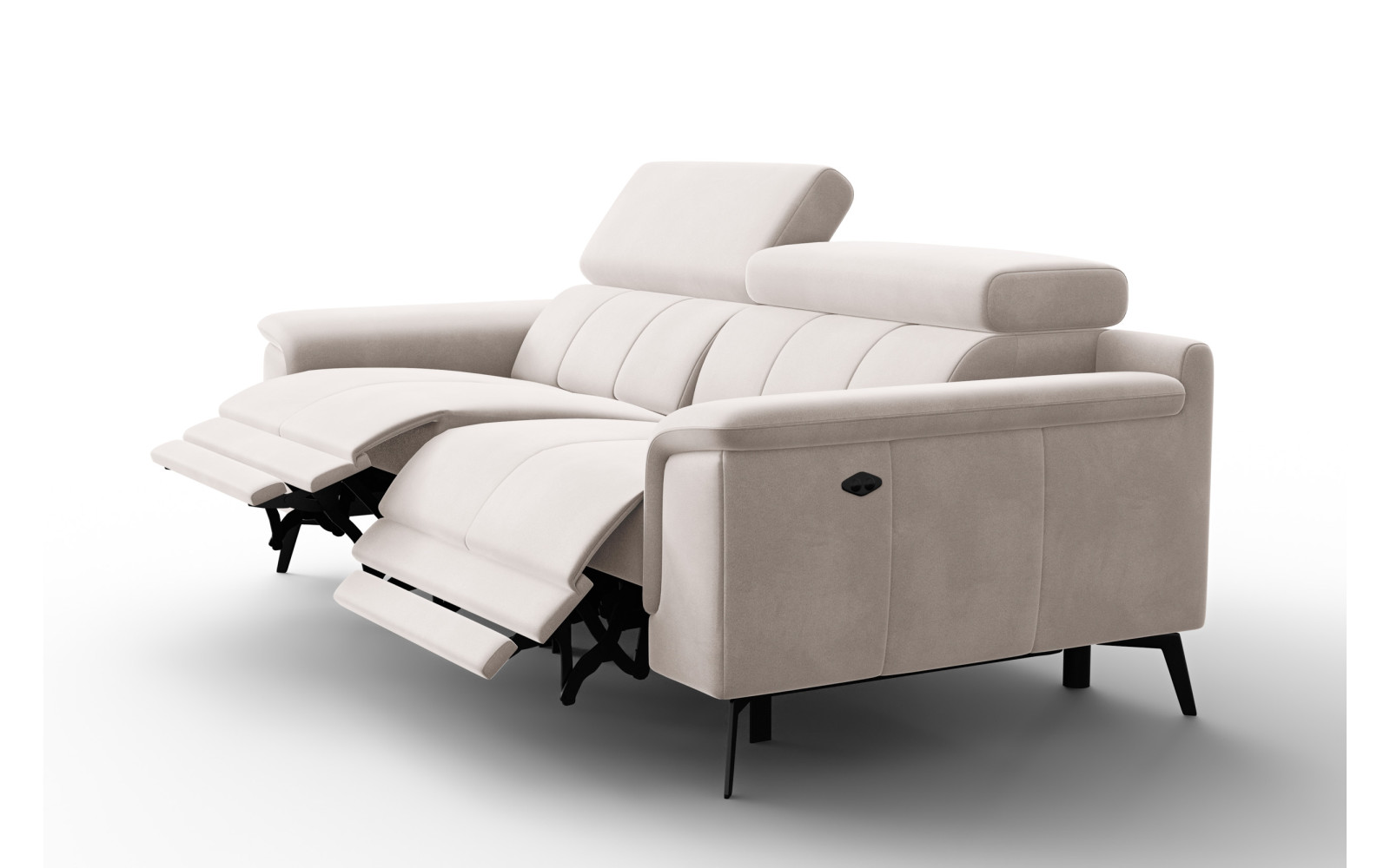 Canapé Relax 3 places FIERO, tissu velours beige