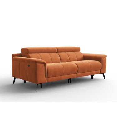 Canapé Relax 3 places FIERO, tissu velours orange