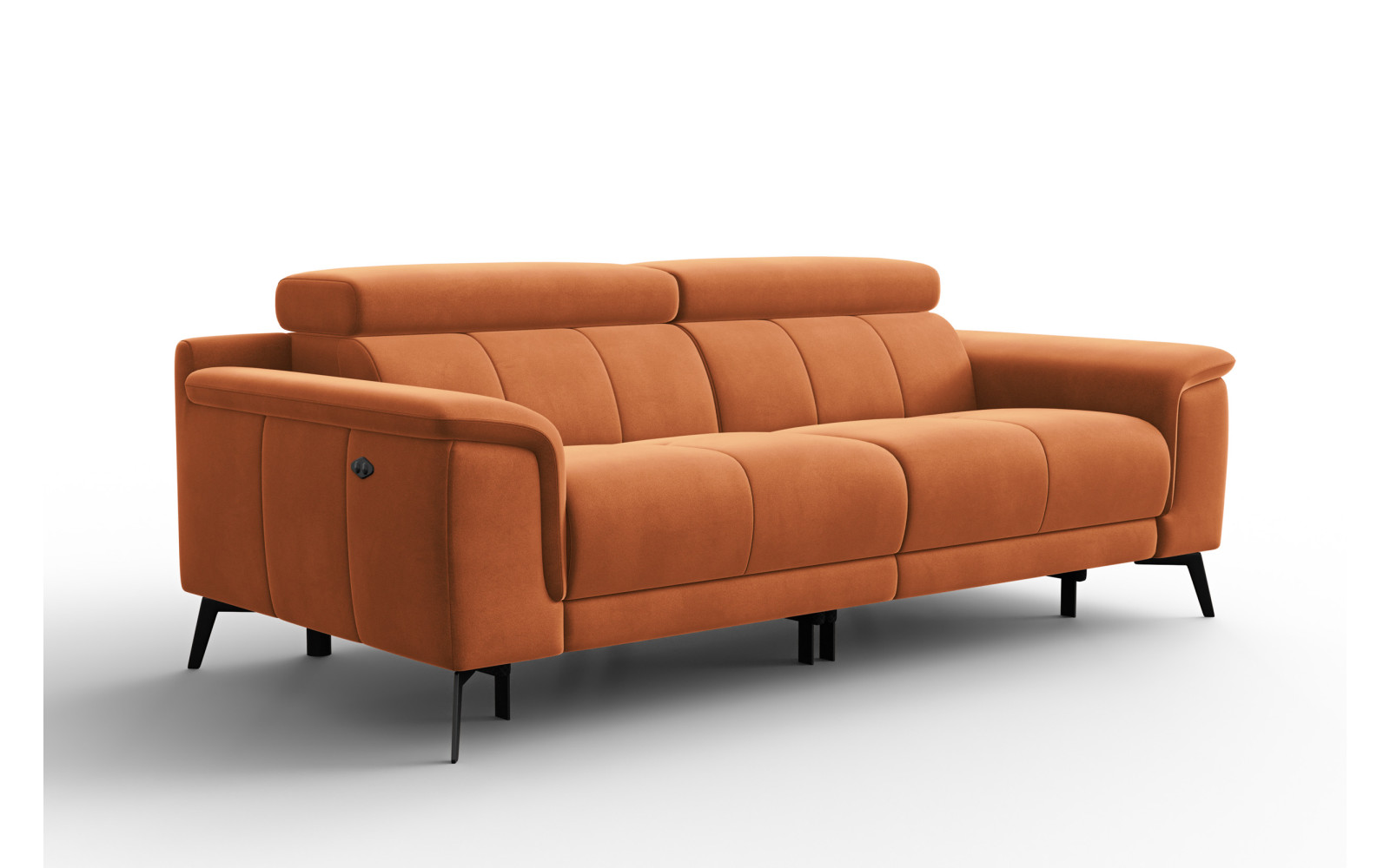 Canapé Relax 3 places FIERO, tissu velours orange