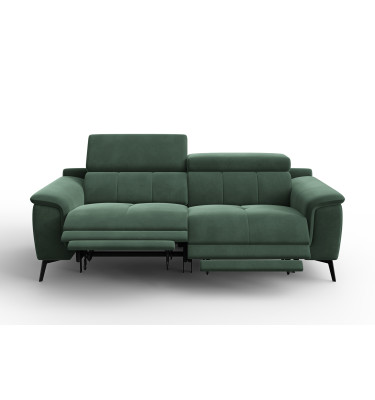 Canapé Relax 3 places FIERO, tissu velours vert