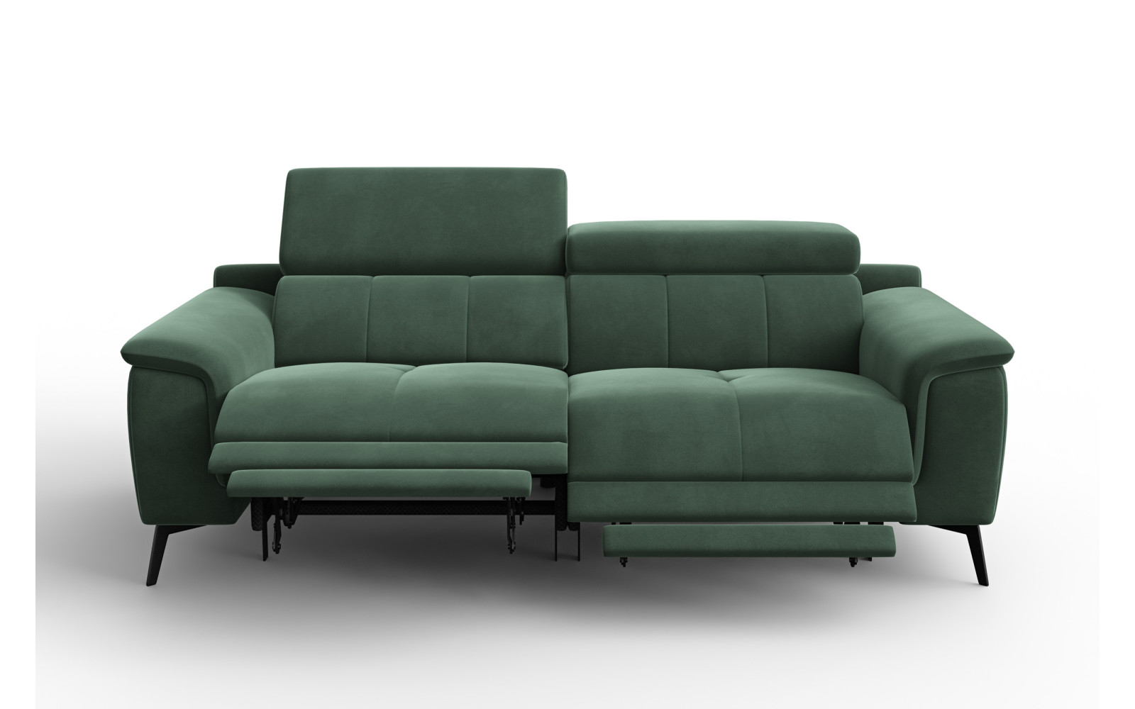 Canapé Relax 3 places FIERO, tissu velours vert