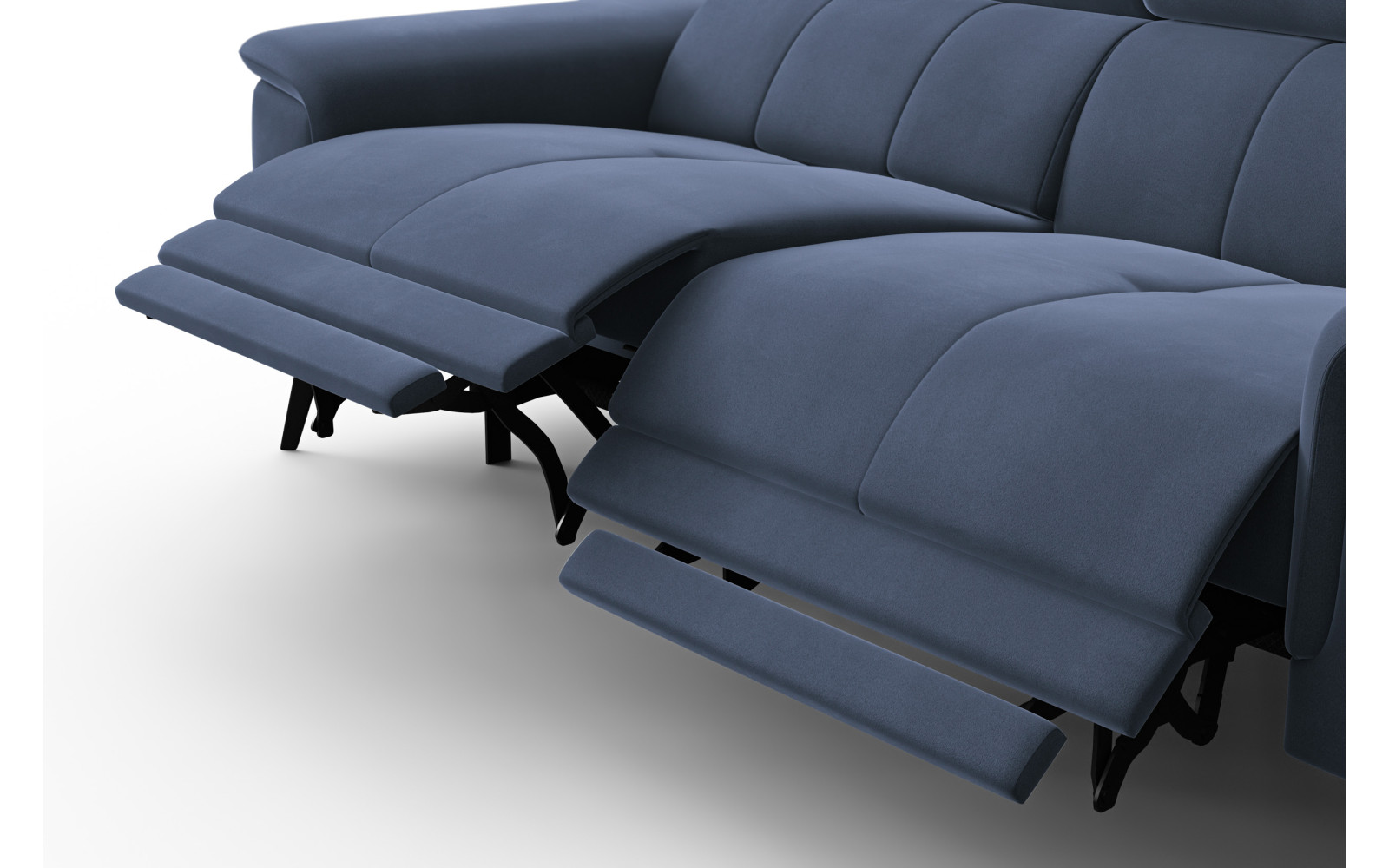 Canapé Relax 3 places FIERO, tissu velours bleu marine