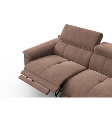 Canapé Relax 3 places FIERO, tissu velours marron