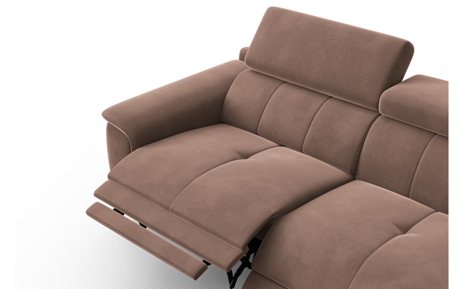 Canapé Relax 3 places FIERO, tissu velours marron