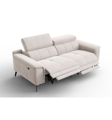 Canapé Relax 3 places FIERO, tissu velours beige