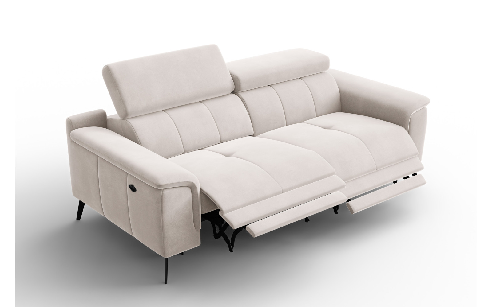 Canapé Relax 3 places FIERO, tissu velours beige