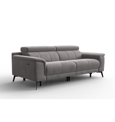 Canapé Relax 3 places FIERO, tissu velours gris foncé