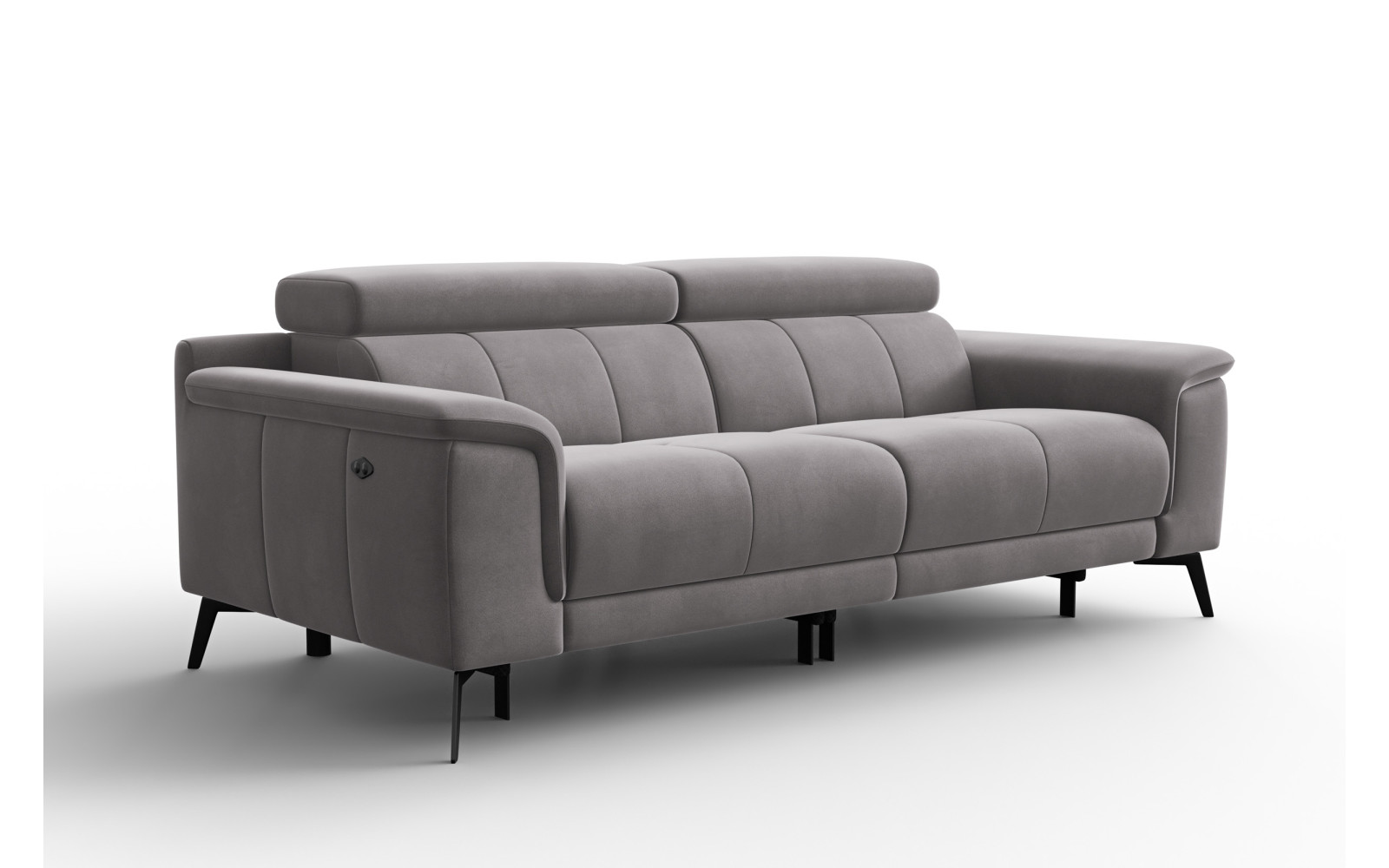 Canapé Relax 3 places FIERO, tissu velours gris foncé