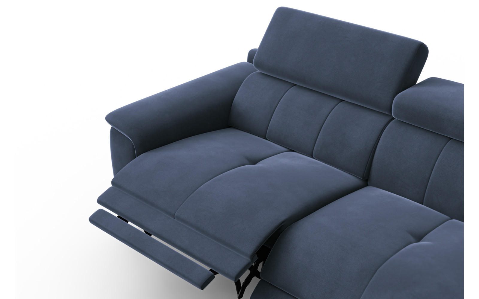 Canapé Relax 3 places FIERO, tissu velours bleu marine