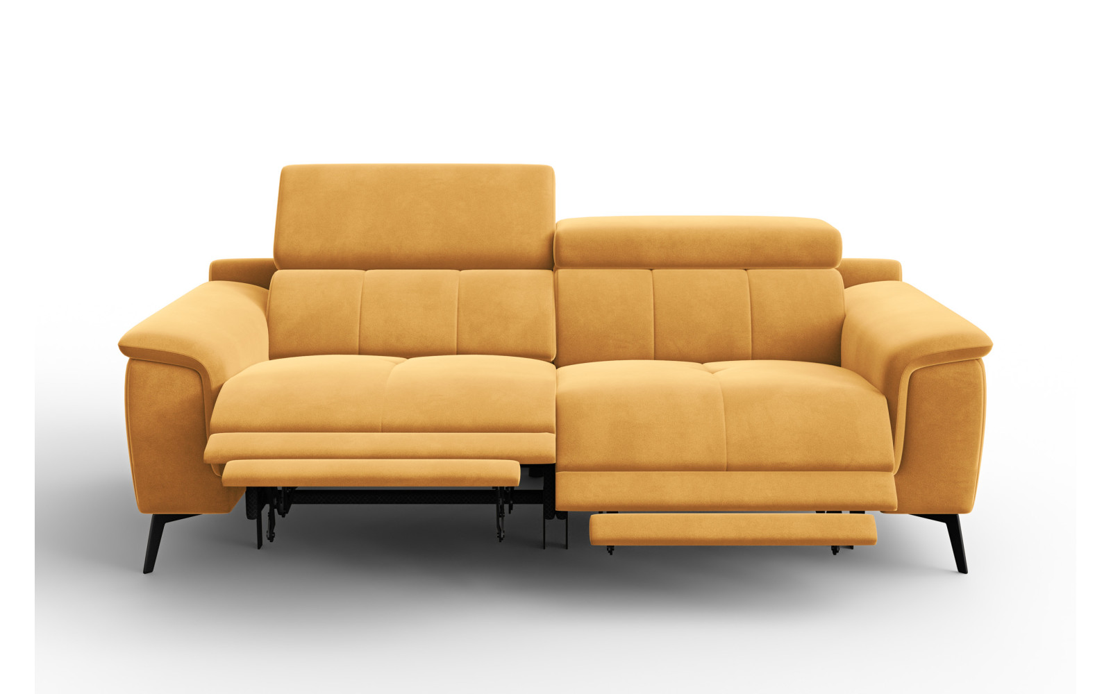 Canapé Relax 3 places FIERO, tissu velours jaune