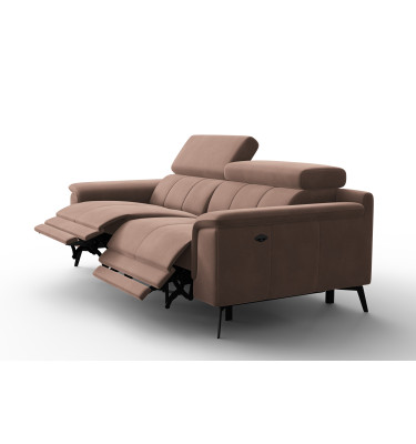 Canapé Relax 3 places FIERO, tissu velours marron