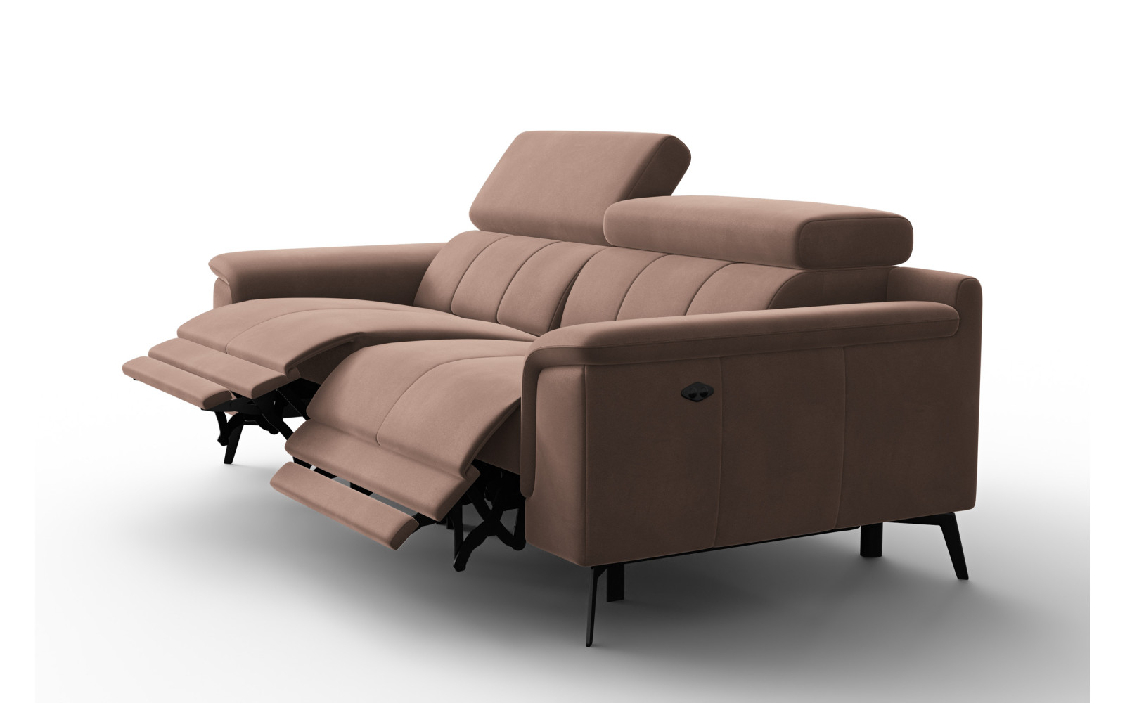 Canapé Relax 3 places FIERO, tissu velours marron