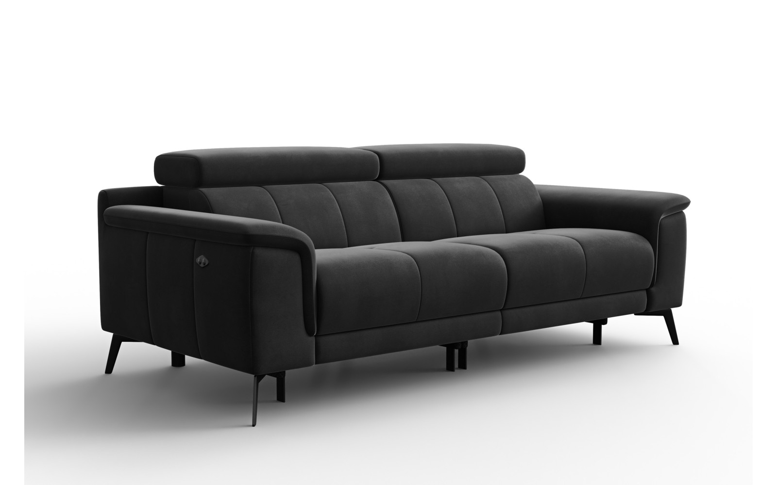 Canapé Relax 3 places FIERO, tissu velours noir