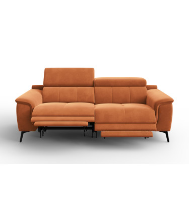 Canapé Relax 3 places FIERO, tissu velours orange