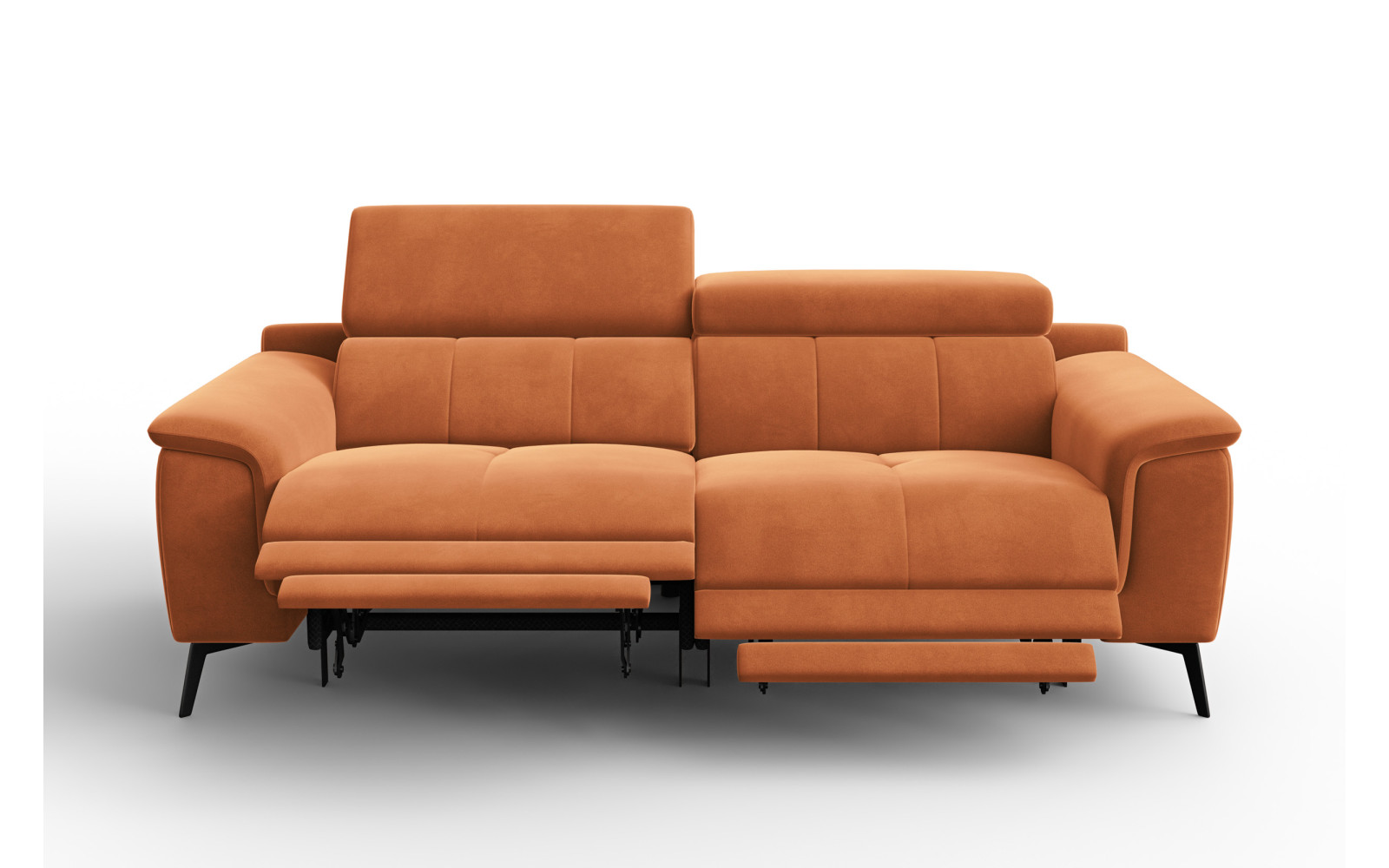 Canapé Relax 3 places FIERO, tissu velours orange