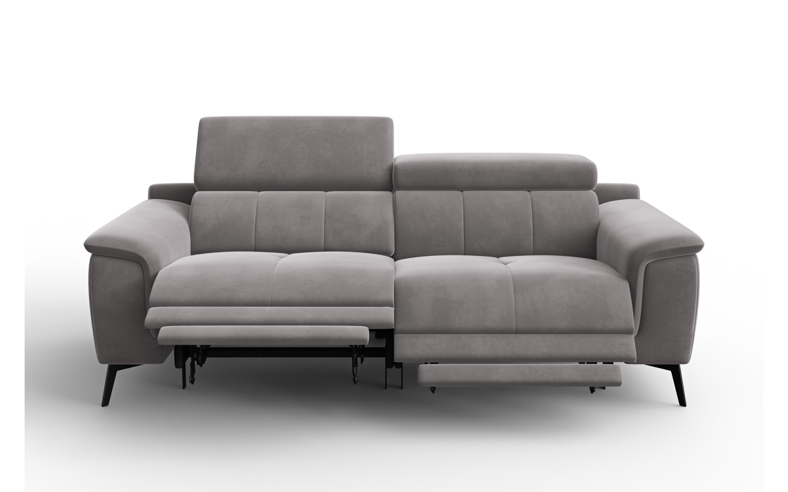 Canapé Relax 3 places FIERO, tissu velours gris foncé