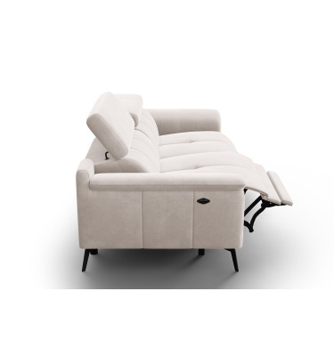 Canapé Relax 3 places FIERO, tissu velours beige
