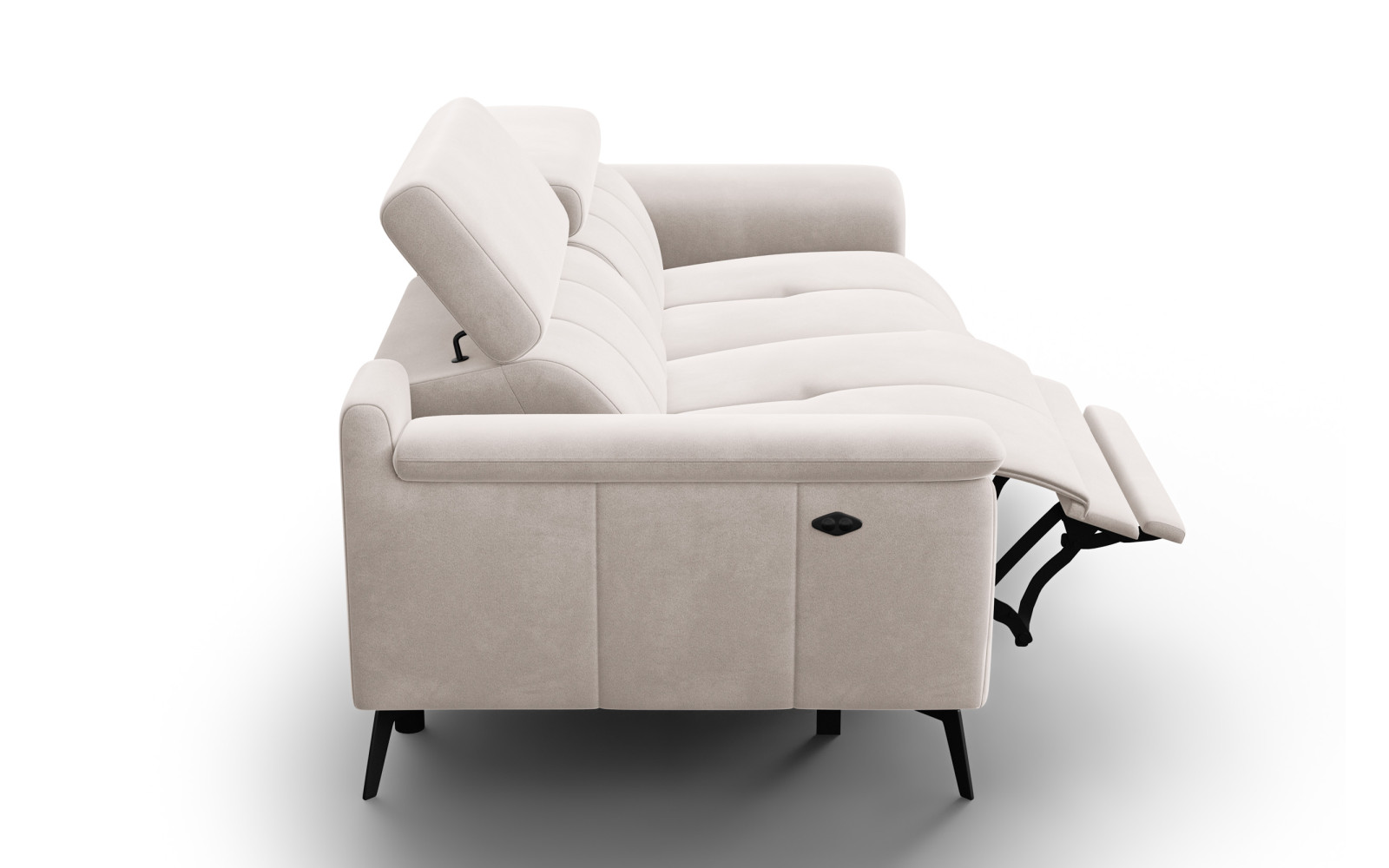 Canapé Relax 3 places FIERO, tissu velours beige