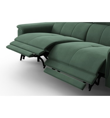 Canapé Relax 3 places FIERO, tissu velours vert