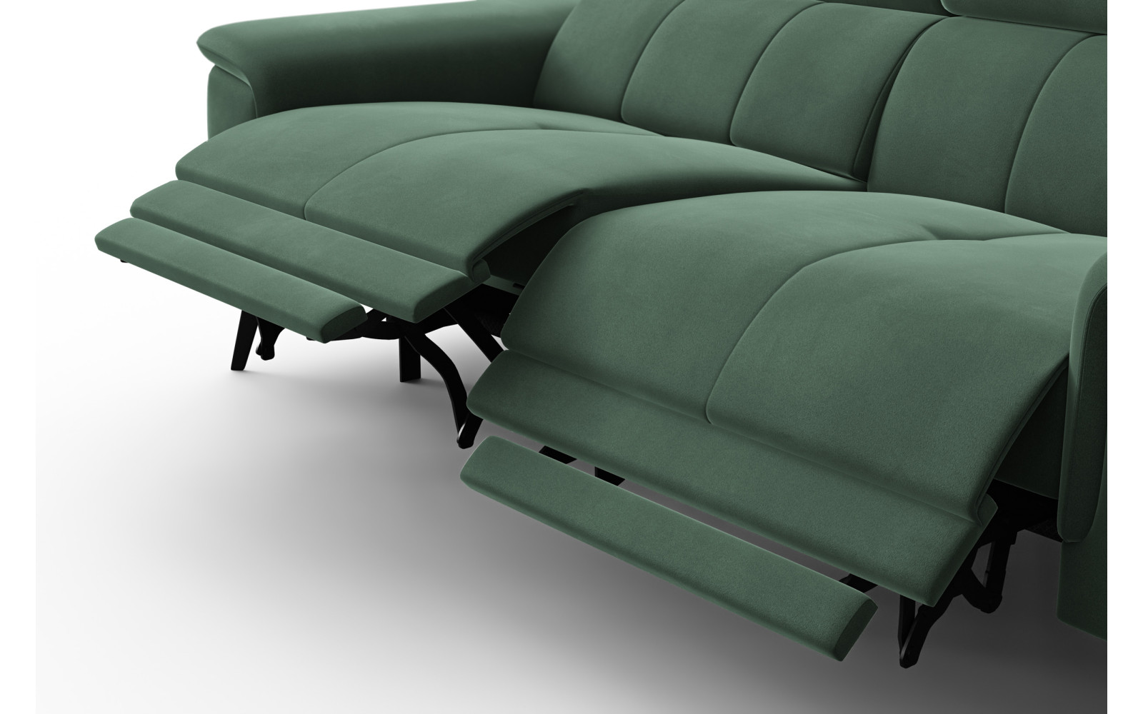 Canapé Relax 3 places FIERO, tissu velours vert
