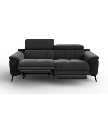 Canapé Relax 3 places FIERO, tissu velours noir