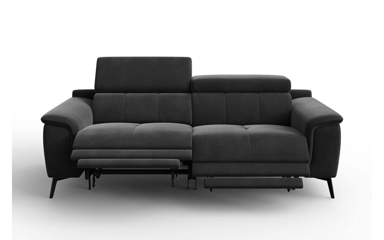 Canapé Relax 3 places FIERO, tissu velours noir