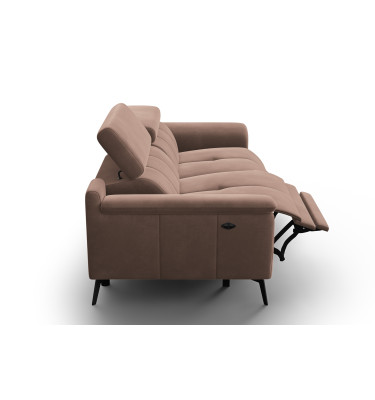 Canapé Relax 3 places FIERO, tissu velours marron