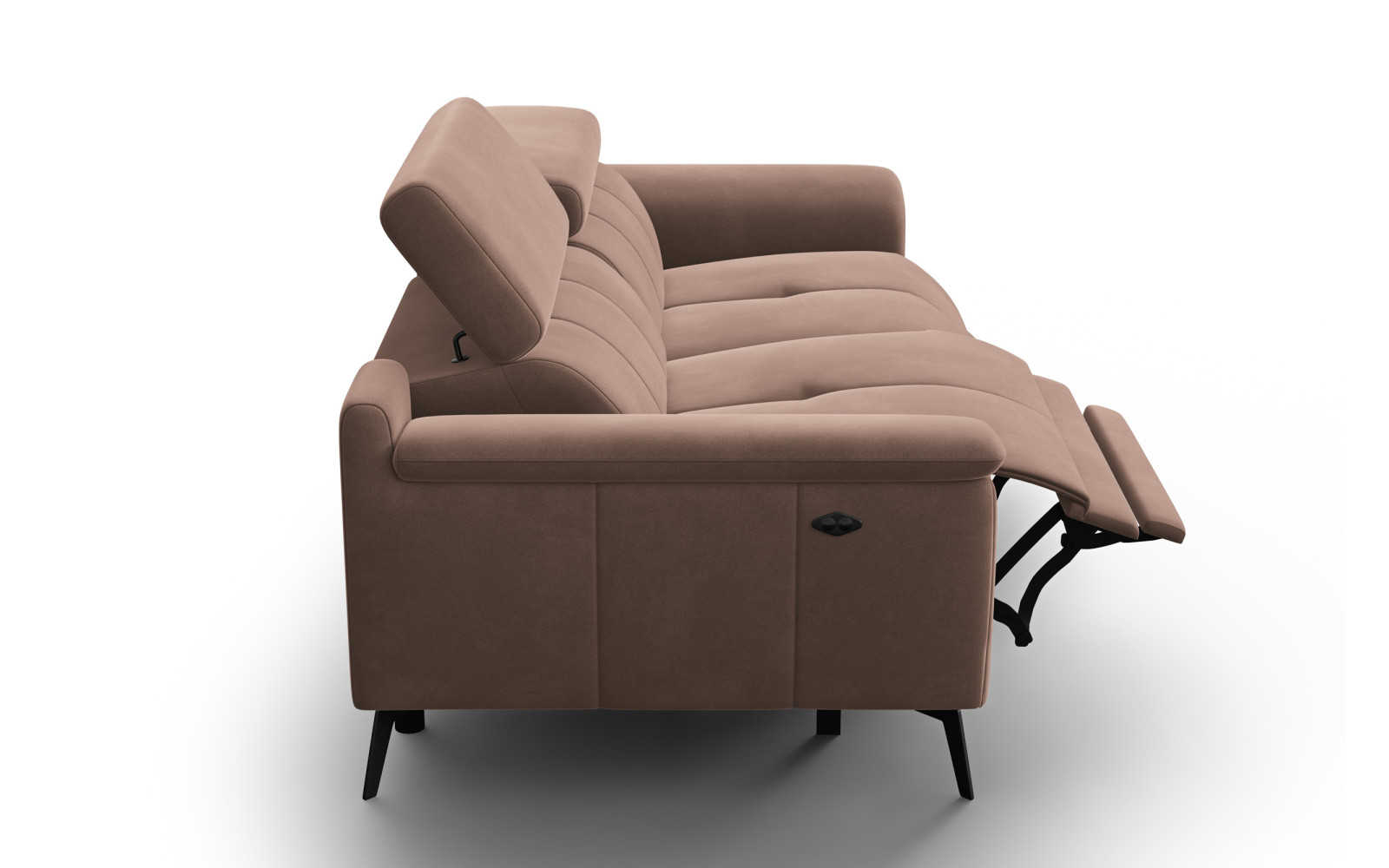 Canapé Relax 3 places FIERO, tissu velours marron