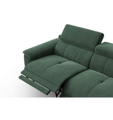 Canapé Relax 3 places FIERO, tissu velours vert