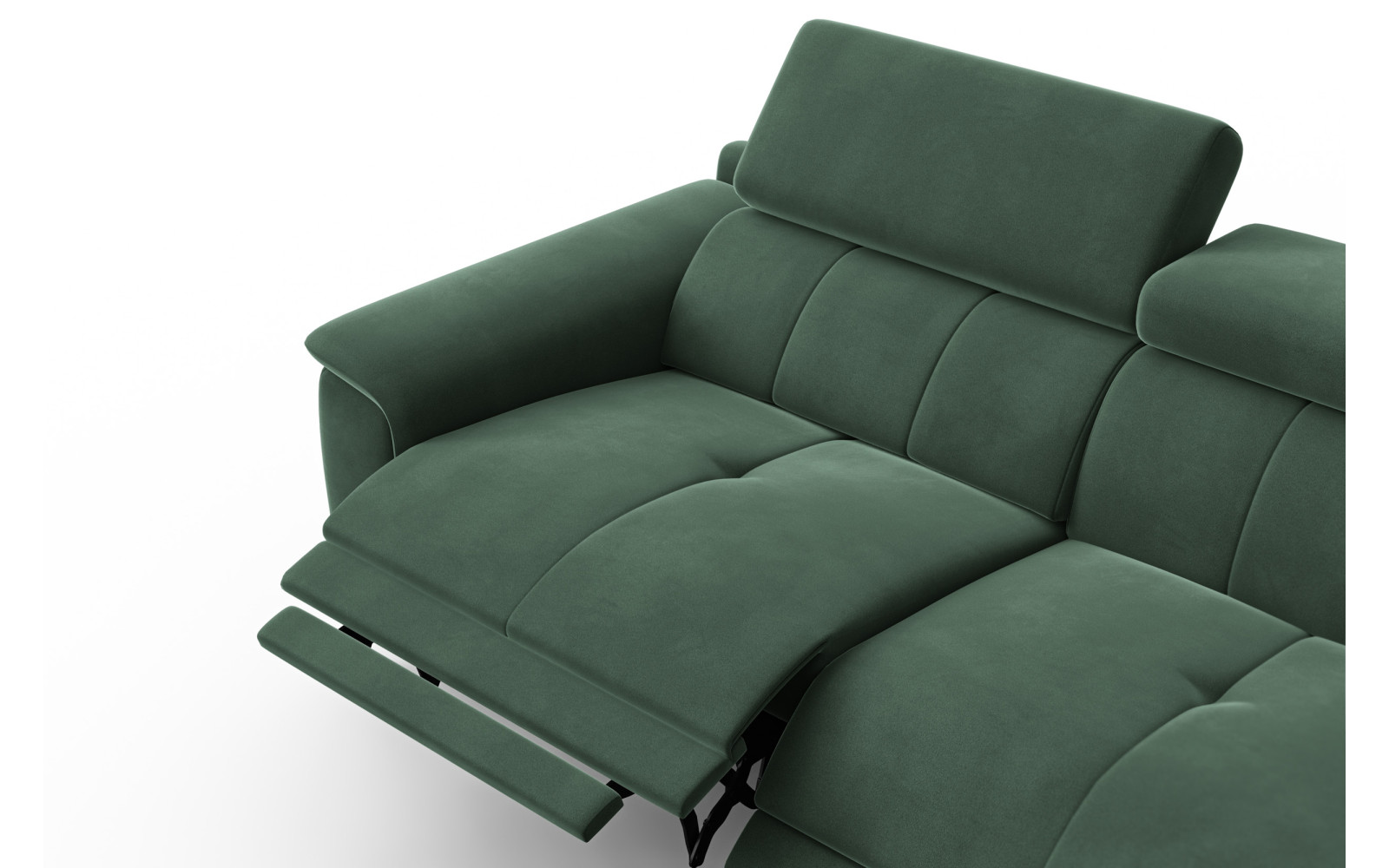 Canapé Relax 3 places FIERO, tissu velours vert