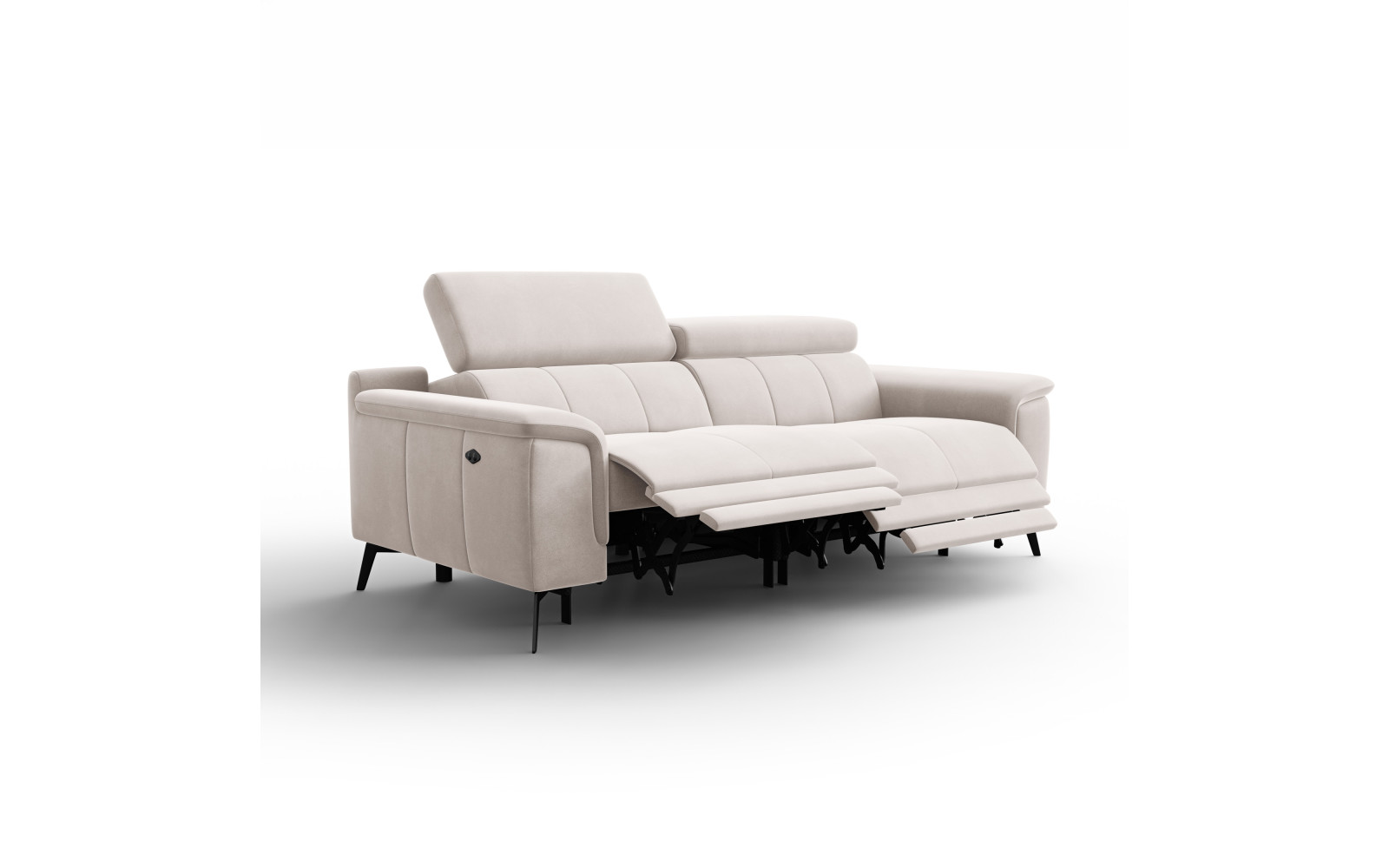 Canapé Relax 3 places FIERO, tissu velours beige