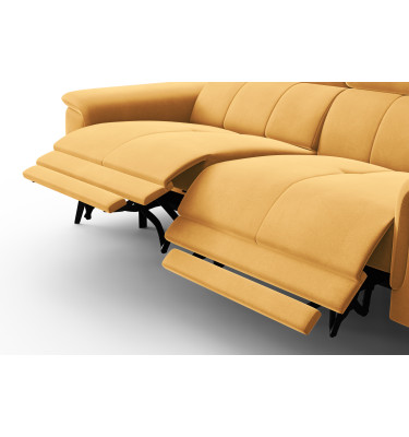 Canapé Relax 3 places FIERO, tissu velours jaune