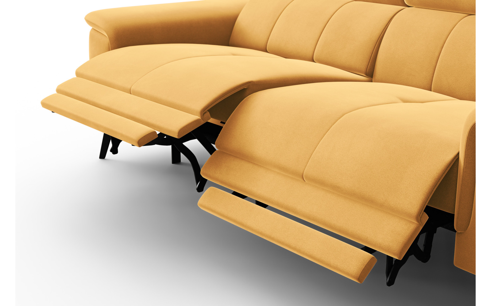 Canapé Relax 3 places FIERO, tissu velours jaune