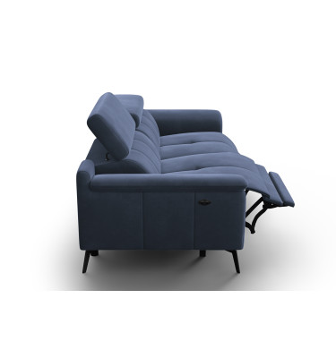 Canapé Relax 3 places FIERO, tissu velours bleu marine