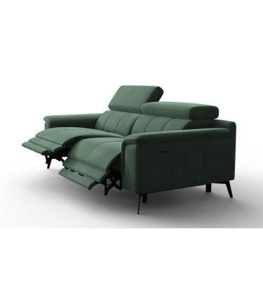 Canapé Relax 3 places FIERO, tissu velours vert