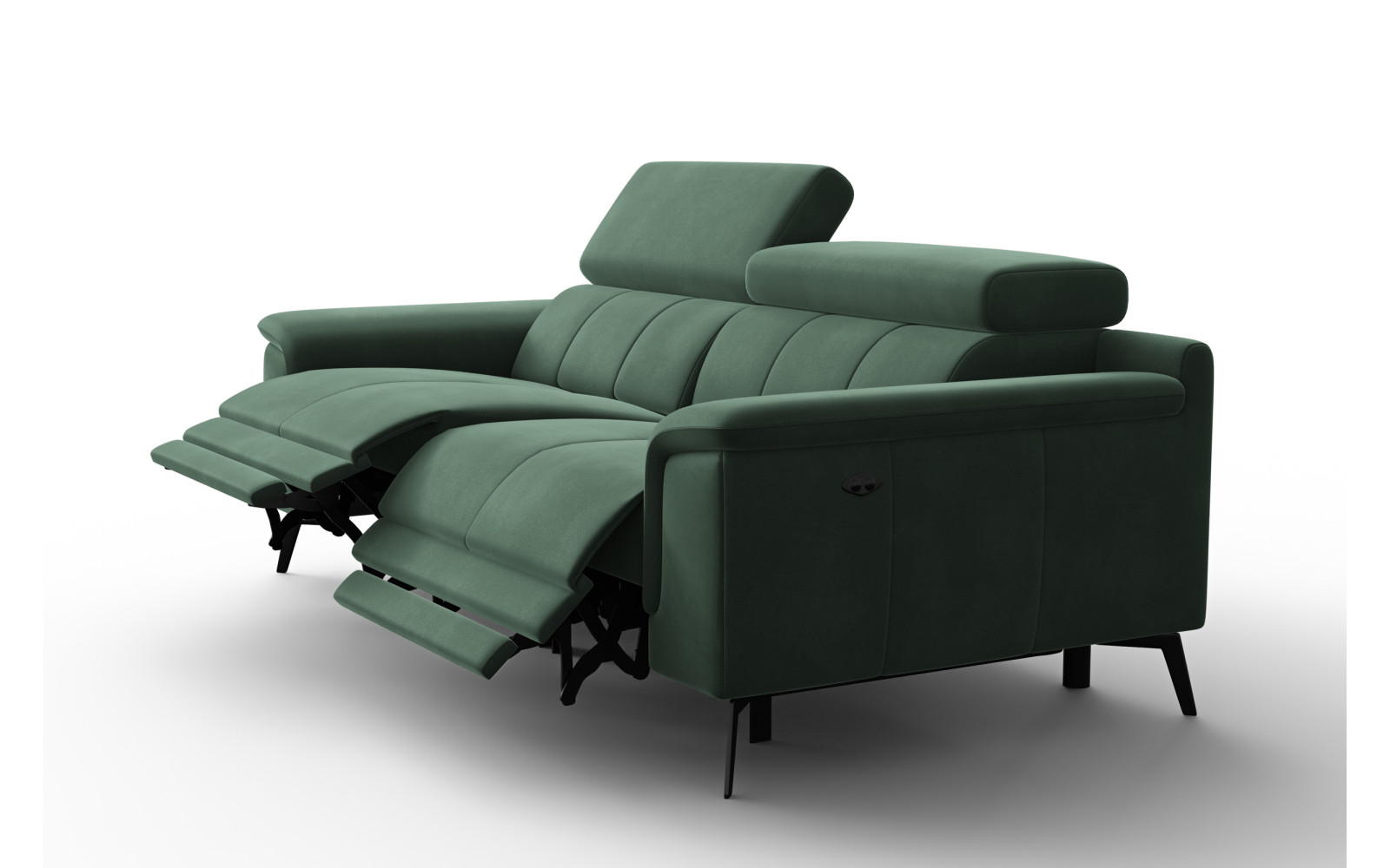 Canapé Relax 3 places FIERO, tissu velours vert